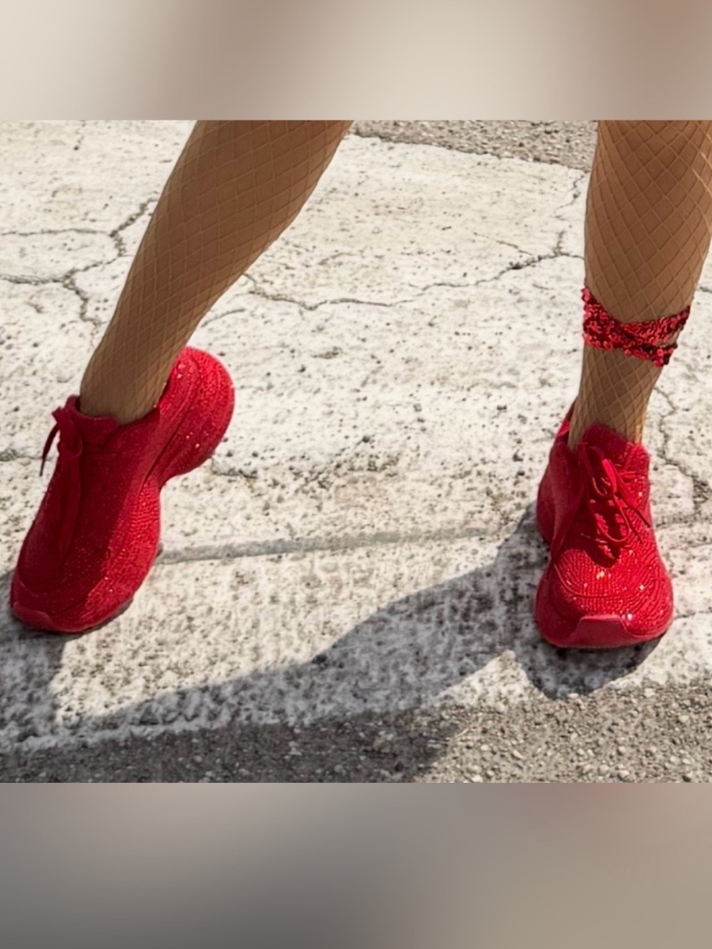 Red Rhinestone Platform Sneakers Women’s 7 - Picture 13 of 16